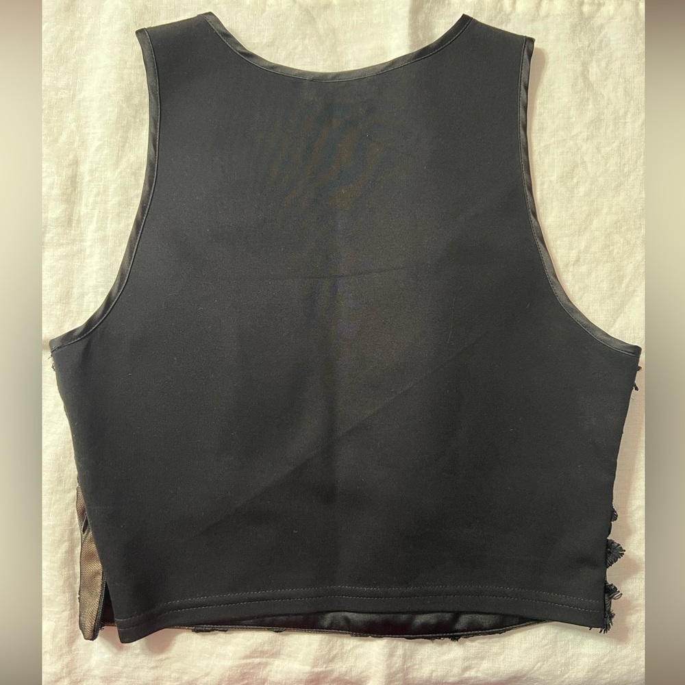 NWOT Bebe Cropped Top w/ Lace Overlay SzS - Picture 5 of 6
